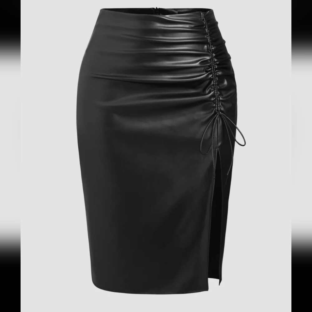 Black faux leather skirt